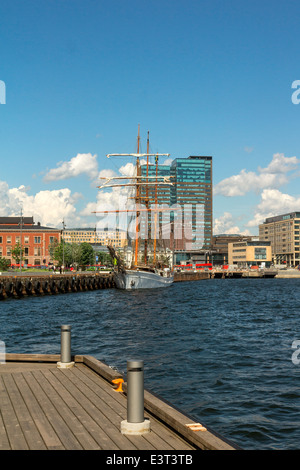 Fregatte am Kai in Oslo Norwegen Stockfoto