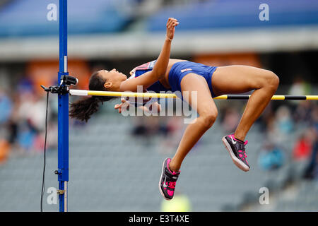 Birmingham, Vereinigtes Königreich. 28. Juni 2014. Morgan LAKE (WSE) in Aktion in der Frauen Hochsprung Finale während der Sainsbury britischen Leichtathletik-Meisterschaften von Alexander Stadium. Bildnachweis: Aktion Plus Sport/Alamy Live-Nachrichten Stockfoto