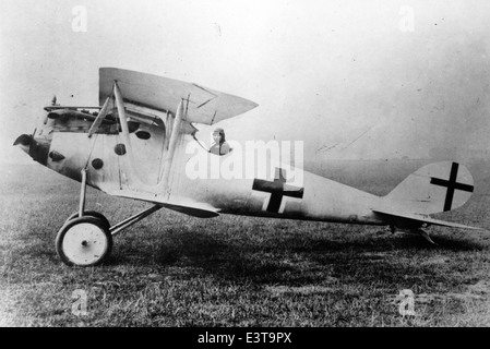 Dieses Bild aus der Lou Larson Collection zeigt einen deutschen Doppeldecker, der von den Deutschen Luftstreitkräften während des Ersten Weltkriegs eingesetzt wurde. Stockfoto