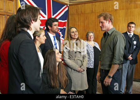 Valparaiso, Chile. 28. Juni 2014. Prinz Harry (R Front) besucht das XI Feuerwehrleute Unternehmen von Valparaiso, in Valparaiso, Chile, am 28. Juni 2014. Bildnachweis: Xinhua/Alamy Live-Nachrichten Stockfoto