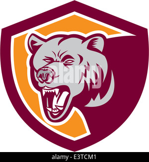 Illustration von Grizzly Bear-Head-Set im Inneren Schild Wappen auf isolierte Hintergrund getan im retro-Stil. Stockfoto