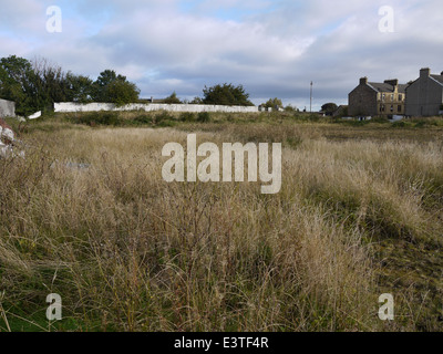 All das ist links im Tannen Park. Falkirk. Ehemalige Wohnhaus des East Stirlingshire FC Ansicht mit Blick auf den Pitch-Bereich. . Stockfoto