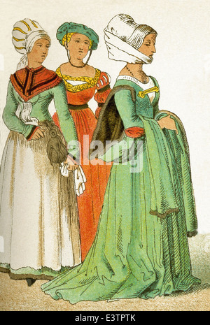 Die Frauen, die hier vertreten sind deutsche, die um 1500-1550 bis heute. Die Abbildung stammt bis 1882. Stockfoto