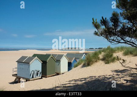 Strandhütten beim Wells-Next-the-Sea, Norfolk, England. Stockfoto