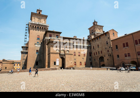 Schloss Estense in Ferrara Italien stammt aus dem Jahre 1385 und vom Architekten Bartolino da Novara. Stockfoto