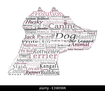 Wörter im Zusammenhang mit Hunden in Form von einem Scottish Terrier Stockfoto