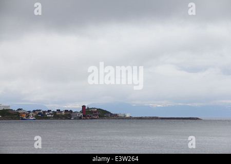 Stadt und Hafen, Honningsvag, Nordkap Gemeinde, Norwegen Stockfoto