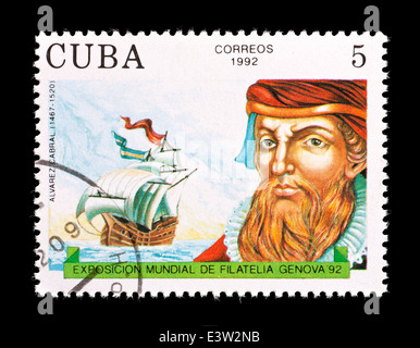 Briefmarke aus Kuba Darstellung Alvarez Cabral Stockfoto