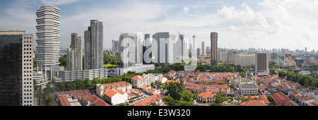Kampong Glam mit Skyline von Singapur und Sultan-Moschee-Luftbild-Panorama Stockfoto