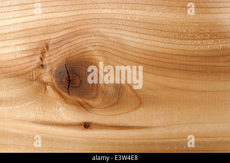 Nahaufnahme der Rotzeder Plank Knoten Textur und natürlichen Woodgrain Muster wie Holz Hintergrund zeigen Stockfoto