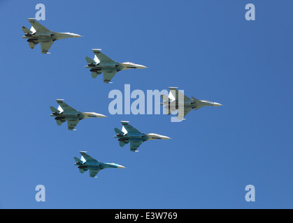 Die Witjas Kunstflugstaffel der MIG-29, SU-27 und SU-35 Stockfoto