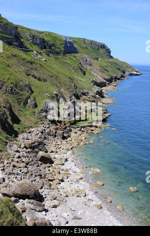 Geschwungene Küstenlinie auf die Great Orme, Llandudno, Wales Stockfoto