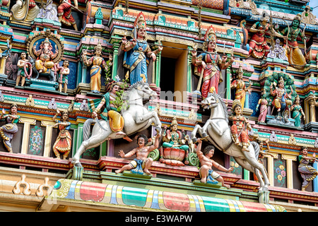 Detail des Sri Mahamariamman Tempel, der ältesten Hindu-Tempel in Kuala Lumpur. Stockfoto