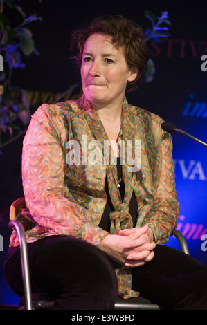Juliet Davenport CEO & Gründer von guter Energie Energiewende-Diskussion bei Hay Festival 2014. Stockfoto