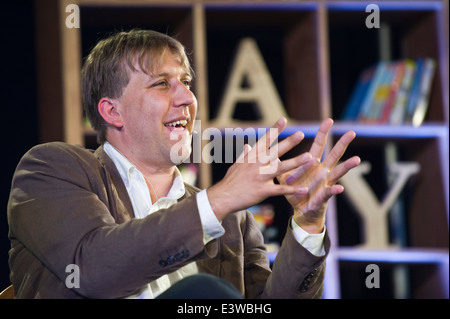 Chris Lintott in The Cosmic Tourist Diskussion bei Hay Festival 2014 © Jeff Morgan Stockfoto