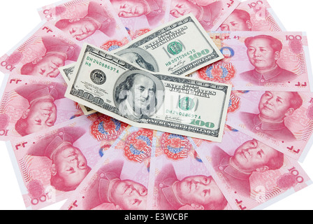 US-Dollar und Yuan RMB Stockfoto