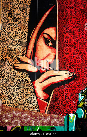 Graffiti und Street-Bild von Frau in Melbourne Australien.  Fitzroy Spur Weg Stockfoto