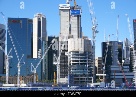 Lendlease setzt den Bau von Bürotürmen Barangaroo im zentralen Geschäftsviertel von Sydney im neuen Süden von wales, Australien fort Stockfoto