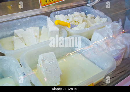 Feta-Käse, Kentriki Agora Zentralmarkt Hal, zentral-Athen, Griechenland, Europa Stockfoto