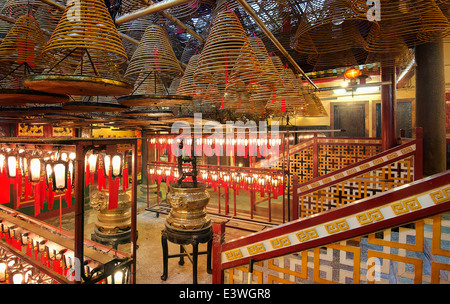 Innenansicht der Man Mo Tempel, Hong Kong Stockfoto