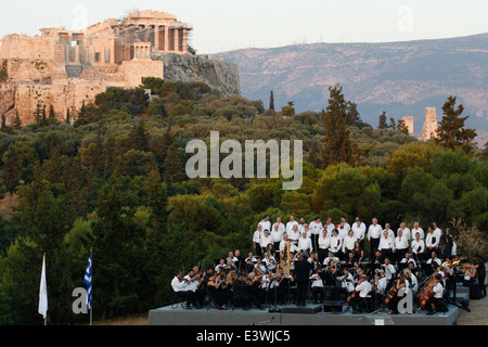 Konzert in Pnyka, Athen. Stockfoto