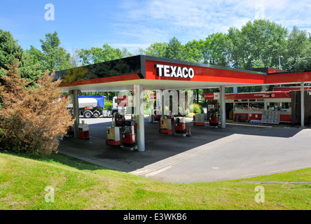 Texaco Benzin Tankstelle, Wales, UK Stockfoto