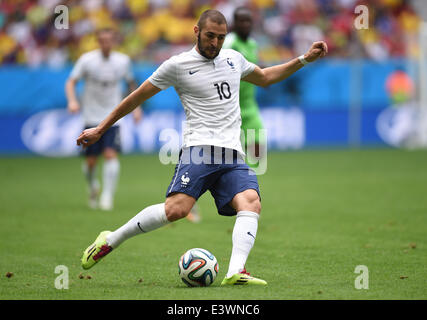 Brasilia, Brasilien. 30. Juni 2014. Karim Benzema Frankreichs in Aktion während der FIFA WM 2014 Runde der 16 Spiel zwischen Frankreich und Nigeria im Estadio Nationalstadion in Brasilia, Brasilien, am 30. Juni 2014. Bildnachweis: Dpa picture Alliance/Alamy Live News Stockfoto