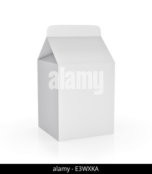 Milch-Box-Template-Paket auf weißem Hintergrund Stockfoto