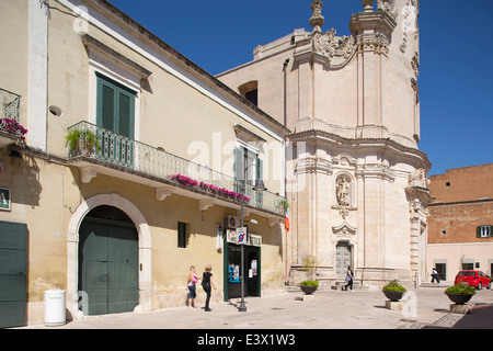 über Ridola und Kirche des Fegefeuers, Matera, Basilikata, Italien, Europa Stockfoto