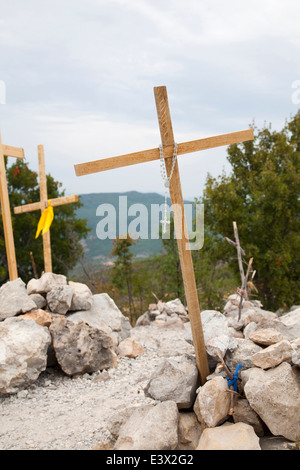 Votiv kreuzt, Cross Mountain, Medugorje, Bosnien und Herzegowina, Europa Stockfoto