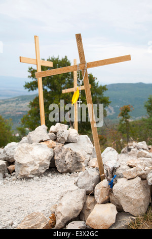 Votiv kreuzt, Cross Mountain, Medugorje, Bosnien und Herzegowina, Europa Stockfoto