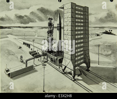 Die Hebevorrichtung Convair/General Dynamics Atlas wurde für die Erprobung neuer Luft- und Raumfahrttechnologien entwickelt und war ein integraler Bestandteil der Weltraummissionen. Dieses Modell spielte eine zentrale Rolle bei der Entwicklung der Weltraumforschung und der militärischen Luftfahrt. Stockfoto