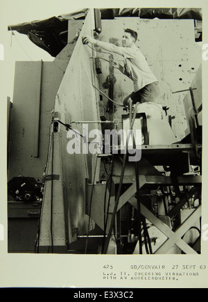 Der Convair/General Dynamics Atlas Lifting Body und Little Joe II wurden für die frühe Erforschung und Erprobung von Wiedereintrittsfahrzeugen entwickelt. Diese Programme trugen dazu bei, die Raumfahrtmissionen der NASA voranzutreiben und zur Entwicklung der Raumfahrttechnologie beizutragen. Stockfoto