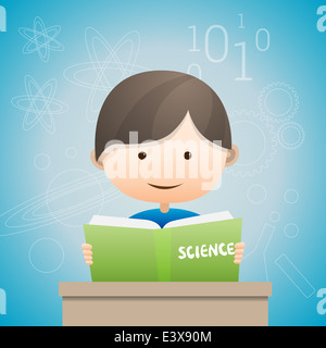 Vektor-Illustration eines jungen, ein Buch zu lesen. Stockfoto