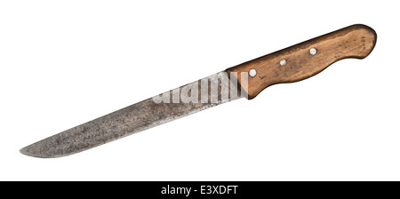 Rostige alte Messer mit Holzgriff. Stockfoto