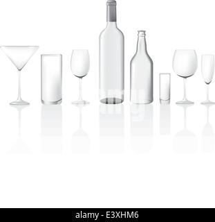 verschiedene Formen und Größen der leere Gläser und Flaschen, Vektor-illustration Stock Vektor