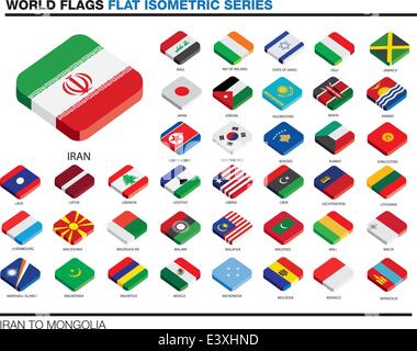 isolierte Welt Fahnen in flachen Farbe auf weißem Hintergrund Stock Vektor