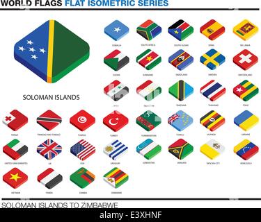 isolierte Welt Fahnen in flachen Farbe auf weißem Hintergrund Stock Vektor