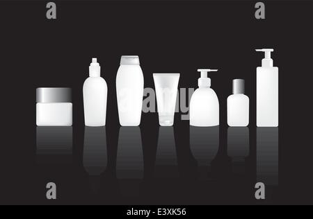 Satz von leeren Lotion, Feuchtigkeitscreme und Make up Typ Flaschen Stock Vektor