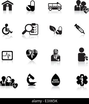 ärztliche und klinische Symbol und Web-Silhouette-Tasten Stock Vektor