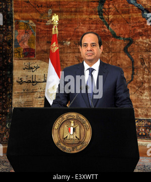 1. Juli 2014--Ägyptens neue Präsident Abdel Fatah El Sisi im Präsidentenpalast. (Ägyptische Präsidentschaft Pool Handout Foto) Stockfoto