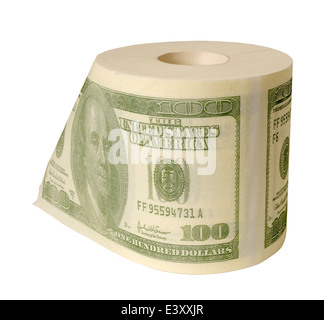 Geld Toilettenpapier Rollen Stockfoto