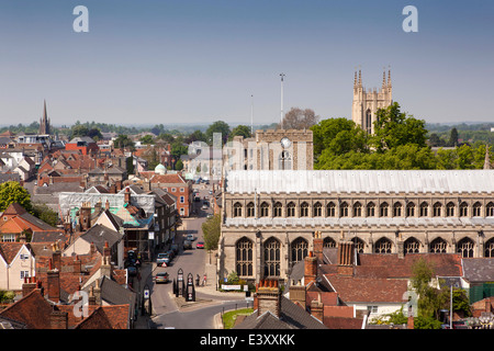 UK England, Suffolk, Bury St Edmunds, erhöhte Stadtzentrum Blick auf Str. Marys Kirche Stockfoto