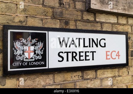 Watling Street Straße Zeichen-London Stockfoto