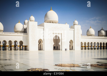 Reich verzierten Säulen der Scheich-Zayid-Moschee, Abu Dhabi, Vereinigte Arabische Emirate Stockfoto