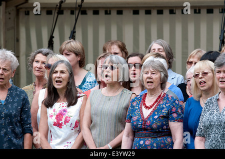 Frauen singen in einer Gemeinschaft Chor, Leamington Peace Festival, UK Stockfoto