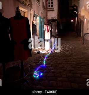 Jüdischen Viertel im Marais-Viertel an der Ecke der rue des Rosiers und rue des Ecouffes im 4. Arrondissement von Paris Stockfoto