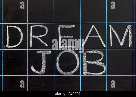 Traum Job Wort handschriftlich auf schwarze Tafel Stockfoto