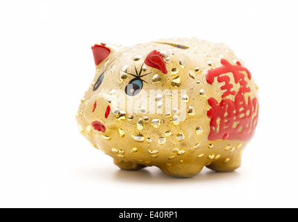 Goldene Sparschwein isoliert Stockfoto