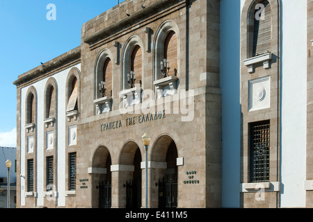 Griechenland, Dodekanes, Rhodos, Rhodos-Stadt, Neustadt, Bank of Greece Stockfoto